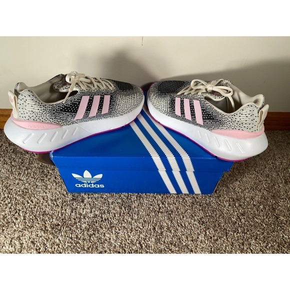 Adidas Swift Run 22 Women Shoes Black White Pink Knit Comfort Athletic Sneaker - Picture 8 of 13